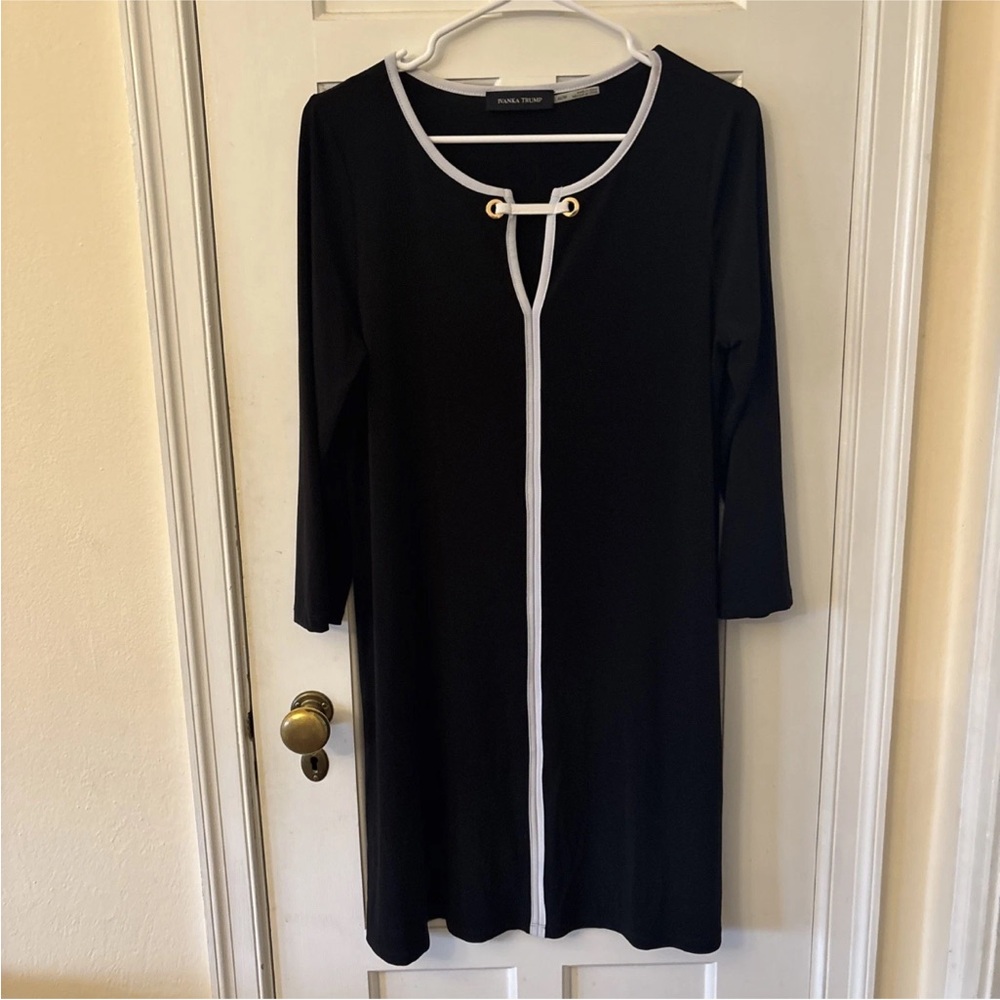 Ivanka Trump Black Contrast-Trim Shift Dress